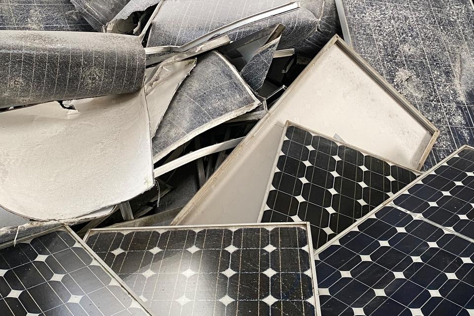 Gesammelte PV-Module für das Recycling