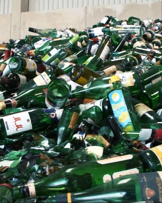 Collection of green glass from the local council’s waste collection scheme