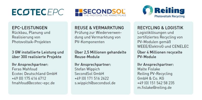 Repowering Partner Beschreibung Ecotec, Secondsol und Reiling PV-Recycling